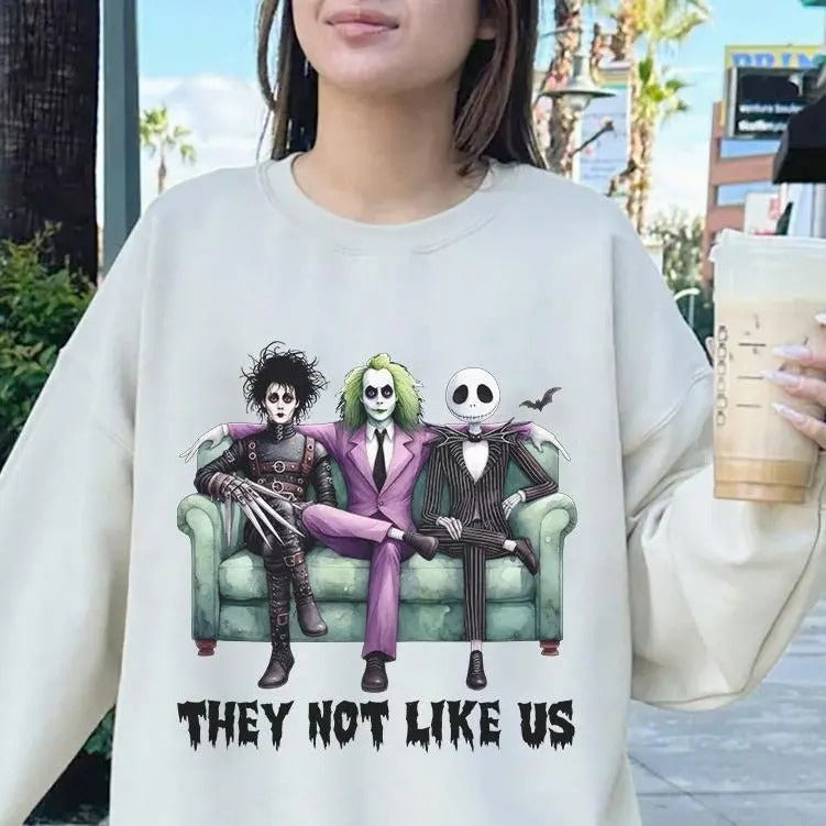 They Not Like Us Beetlejuice Sweatshirt- Shirt, Scary Halloween Sweatshirt , Horror Movies Sweatshirt, Halloween Movie...