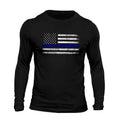 Thin Blue Line Flag USA Police Long Sleeve Men's T-Shirt Casual Classic Hoodie, Sweatshirt | RetroVerseTees.com
