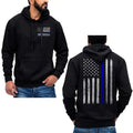Thin Blue Line Vertical Brushed Flag Police Hoodie Sweatshirt Cotton Fabric T-Shirts | RetroVerseTees.com