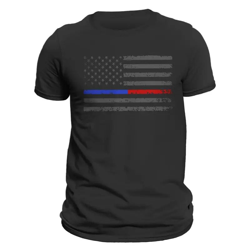 Thin Blue Red Line Flag 2.0 Men's T-Shirt Hoodie, Sweatshirt | RetroVerseTees.com