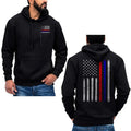 Thin Red & Blue Line Vertical Brushed Flag Police Hoodie Sweatshirt Cotton Fabric T-Shirts | RetroVerseTees.com