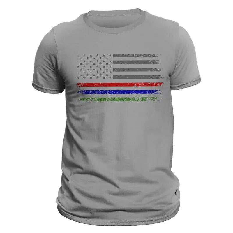 Thin Red Blue Green Line Flag 2.0 Men's T-Shirt Hoodie, Sweatshirt | RetroVerseTees.com