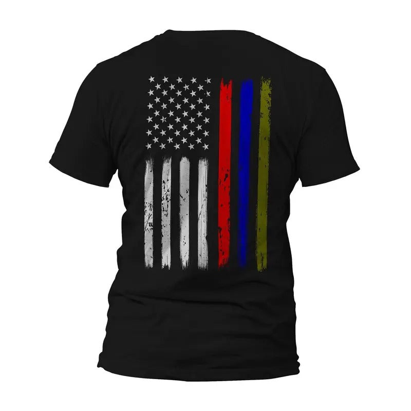 Thin Red Blue Green Line Vertical Flag T-Shirt Hoodie, Sweatshirt | RetroVerseTees.com