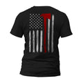 Thin Red Line Flag Axe Design US Firefighter Front or Back Print T-Shirt Classic Menswear Tee Hoodie, Sweatshirt