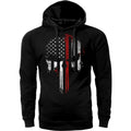 Thin Red Line Flag Skull USA Firefighter Hoodie Sweatshirt Cotton Fabric T-Shirts | RetroVerseTees.com