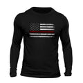 Thin Red Line Flag USA Firefighter Men's Long Sleeve T-Shirt Casual Classic Hoodie, Sweatshirt | RetroVerseTees.com