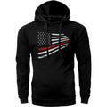 Thin Red Line Flag Warped Design USA Firefighter Hoodie Sweatshirt Cotton Fabric T-Shirts | RetroVerseTees.com