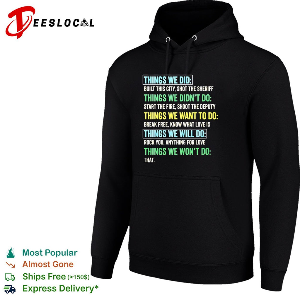 Things We Did Music Lyrics List song references shirt