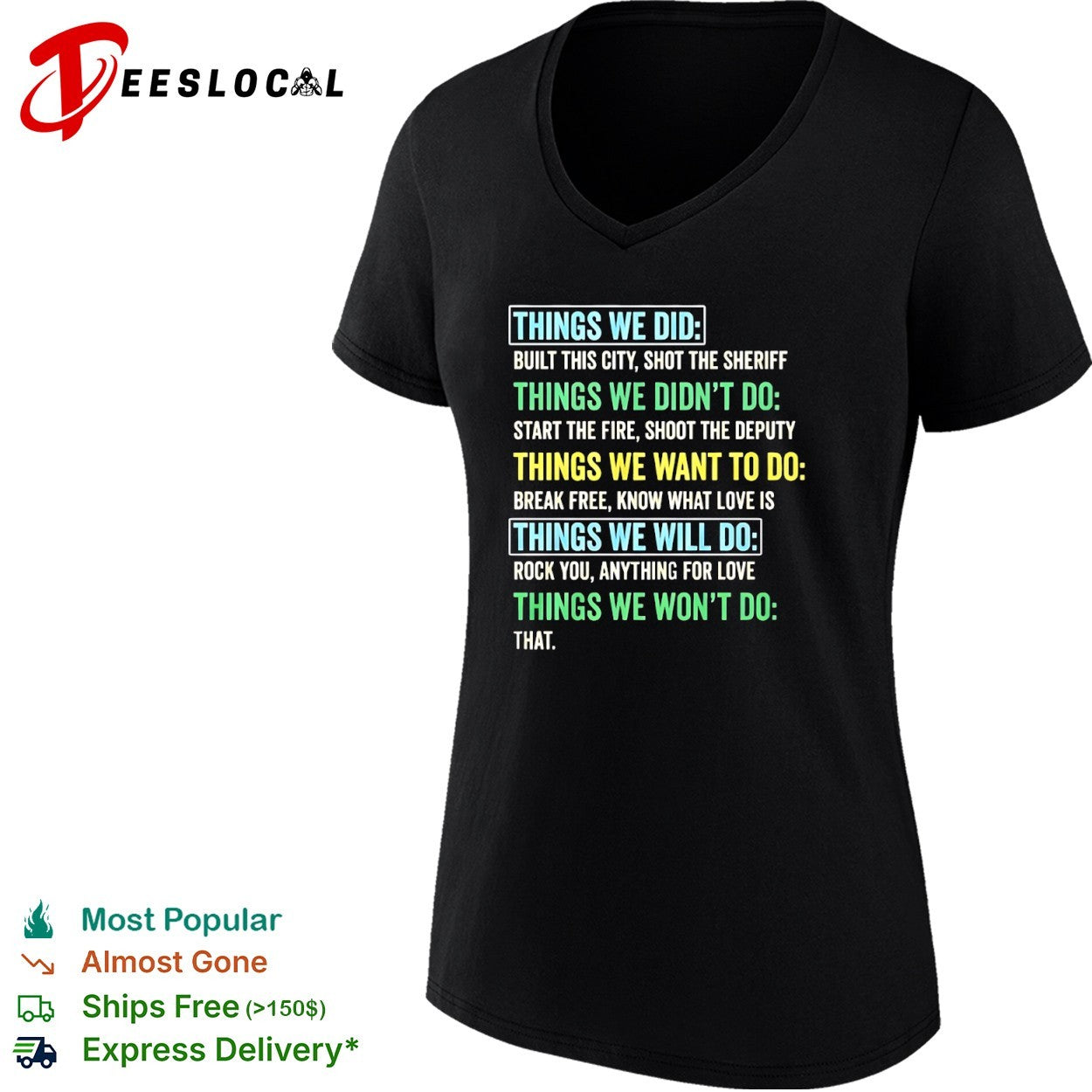 Things We Did Music Lyrics List song references shirt