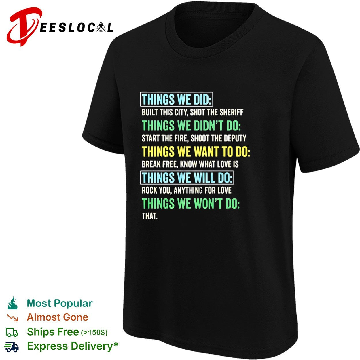 Things We Did Music Lyrics List song references shirt