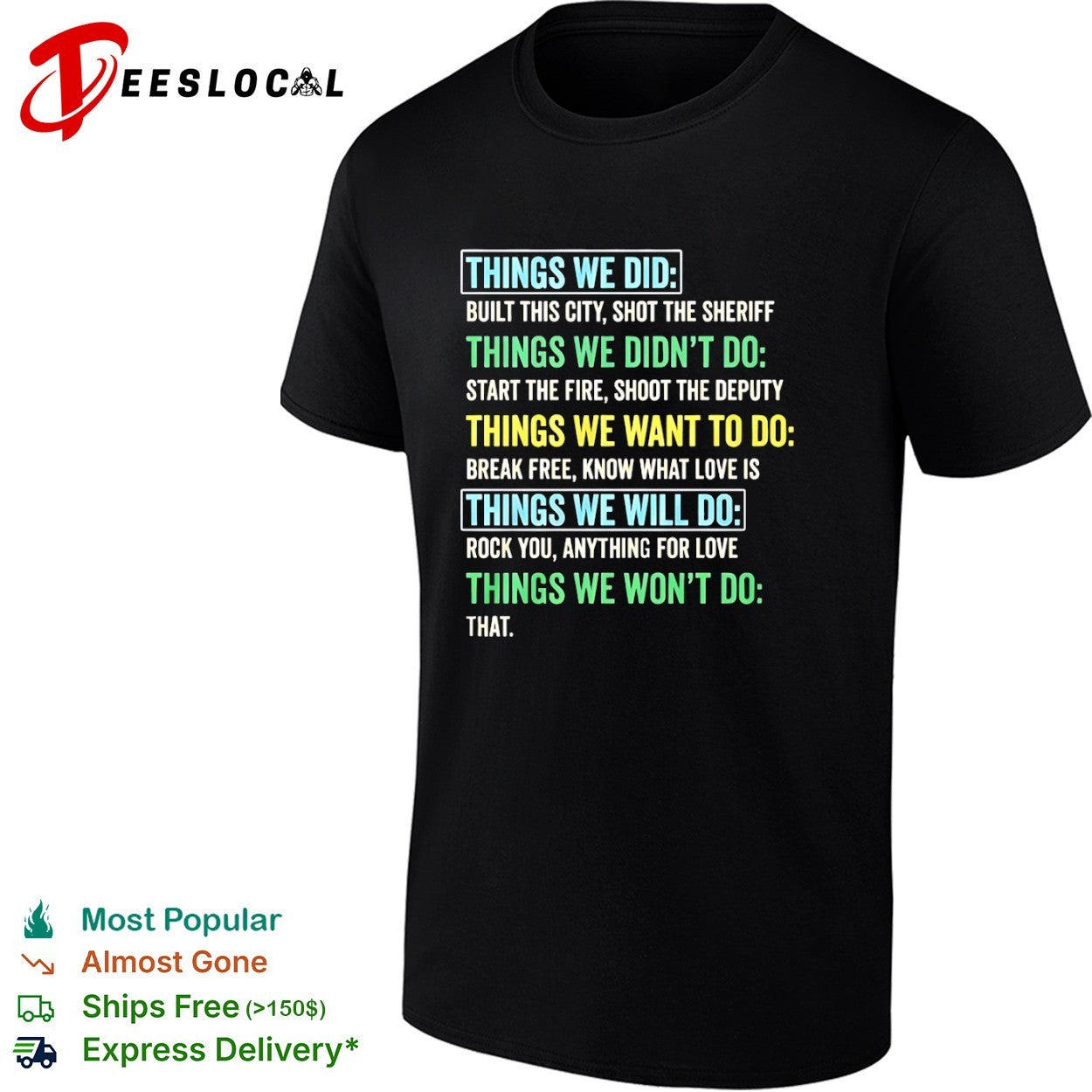 Things We Did Music Lyrics List song references shirt