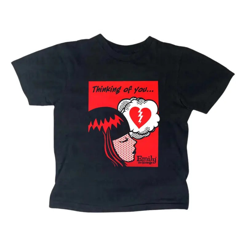 Thinking of you Emily Strange Baby Tee, Gothic Emo Girl Baby Tee, Y2k Top Women Streetwear, Grunge 2000s, Women Fitted...