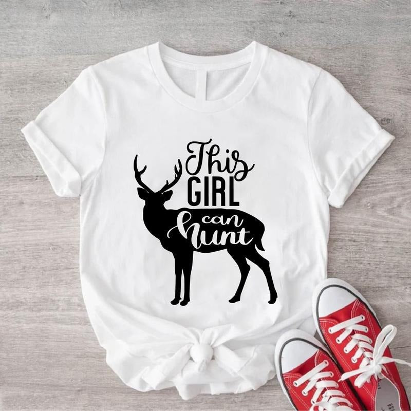 This Girl Can Hunt Shirt, Hunting Season T-Shirt, Cute Deer Tee, Hunting Lover Gift For Woman, Hunters Tee For Girl....