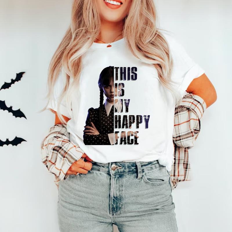 This Is My Happy Face Shirt, Wednesday Season 2Movie Shirt, Halloween SweatShirt Hoodie | RetroVerseTees.com