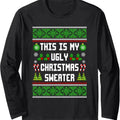 This Is My Ugly Sweater Funny Christmas Family Pajamas Xmas Long Sleeve T-Shirt Hoodie, Sweatshirt | RetroVerseTees.com
