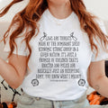 Thought - Provoking White Lightsaber brand - Shirt with 'Laws are Threats' Social Commentary