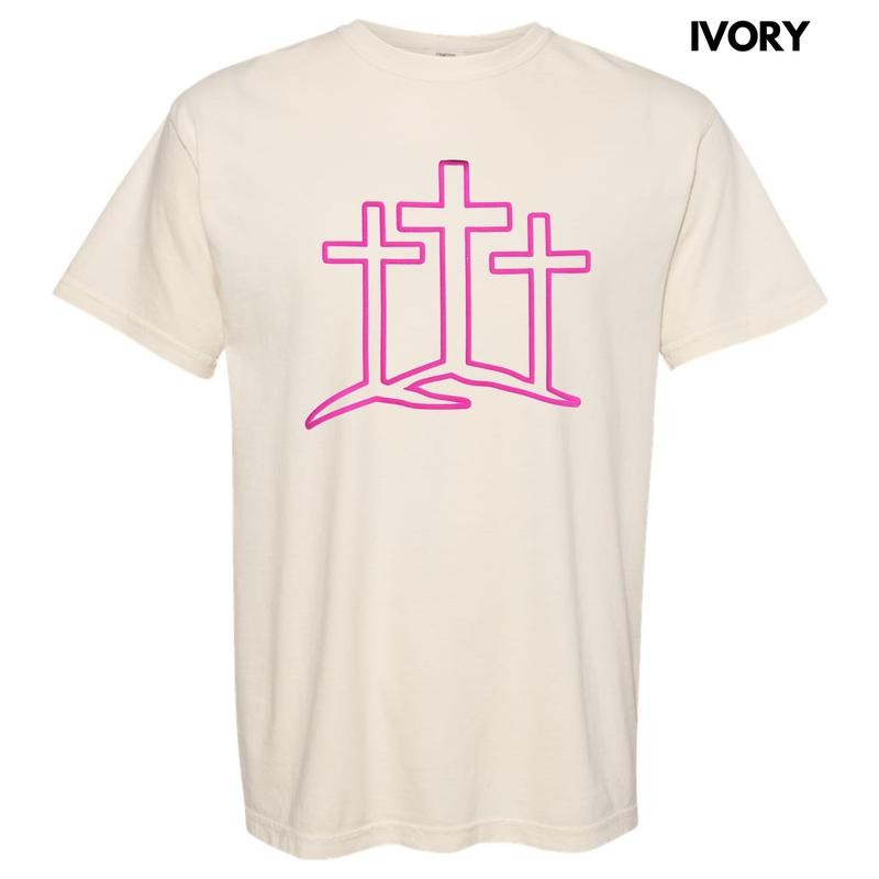 Three Crosses Pink Puff Comfort Colors T-Shirt Hoodie, Sweatshirt | RetroVerseTees.com