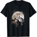 Three Wolves Howling at TNF Moon - Wolf Lover T-Shirt Comfy Graphic Hoodie, Sweatshirt | RetroVerseTees.com