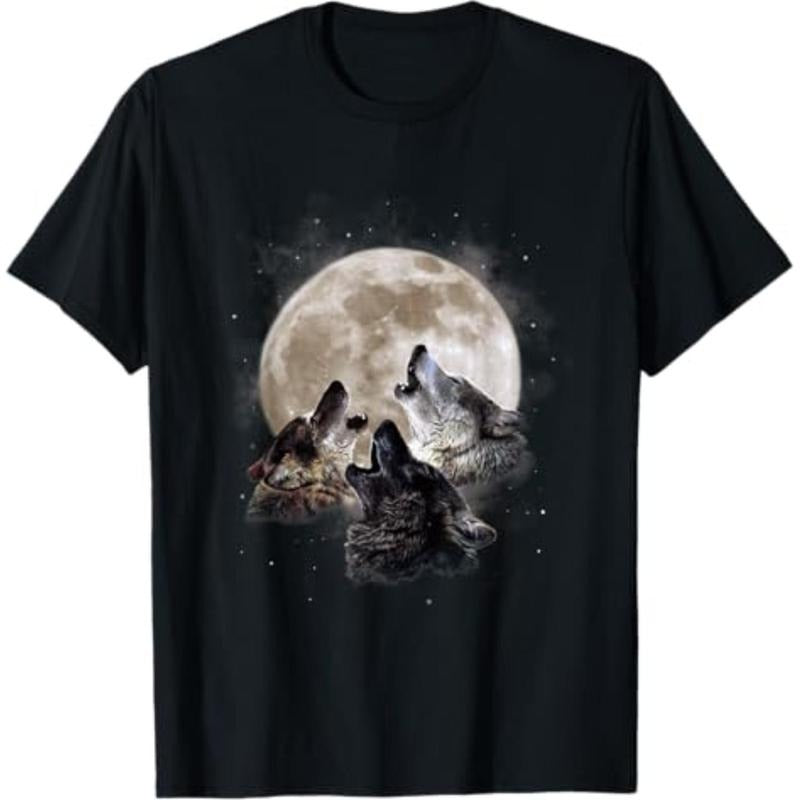 Three Wolves Howling at TNF Moon - Wolf Lover T-Shirt Comfy Graphic Hoodie, Sweatshirt | RetroVerseTees.com