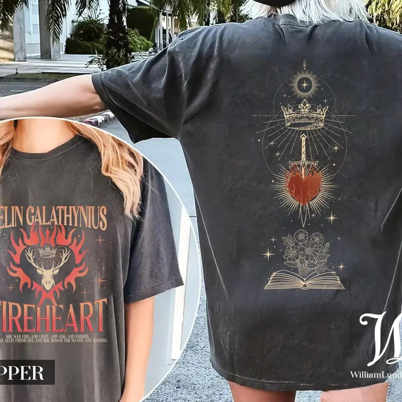 Throne Of Glass Fan T-Shirt, Aelin Galathynius Shirts, Fireheart Aelin T Shirt, Kingsflame The Thirteen, Gift For Book Lover tshirt,trendy tshirt