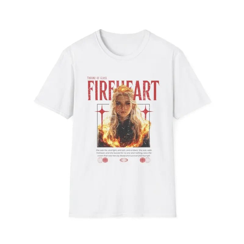Throne of Glass Fireheart T-Shirt, vintage Fireheart Aelin Galathynius shirt, throne of glass merch, Full Size Range,...