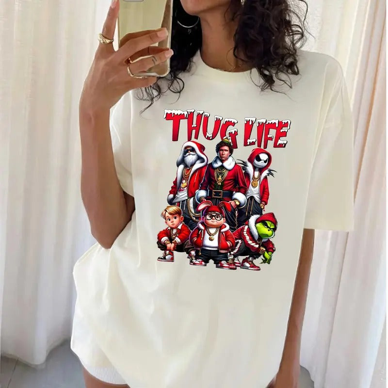 ThuGLife Christmas Shirt, ELF Santa Jackskellington Tee, Xmas Is Coming, T-Shirt Sweatshirt Hoodie For Christmas