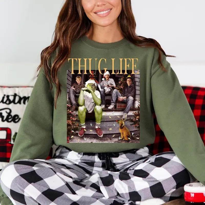 Thug Life Christmas Shirt, Christmas sweatshirt, Christmas movie sweater, Xmas Cotton Crewneck Hoodie | RetroVerseTees.com