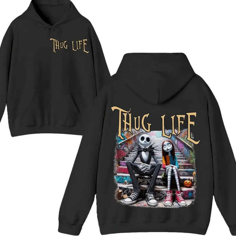 Thug Life Halloween Nightmare Horror Spooky Season Unisex Crewneck Sweatshirt - Tee Hoodie | RetroVerseTees.com