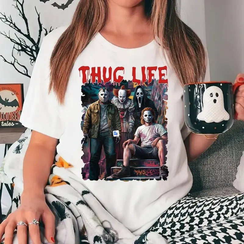 Thug Life Horror Character Movies Shirt, Friends Horror Halloween Shirt, Horror Characters Shirt, Halloween Print, Horror...