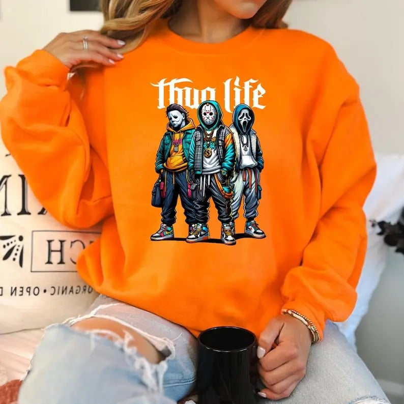 Thug Life Horror Scary ,Halloween, ready to press DTF TRANSFER, Shirt Iron on Hoodie, Sweatshirt | RetroVerseTees.com