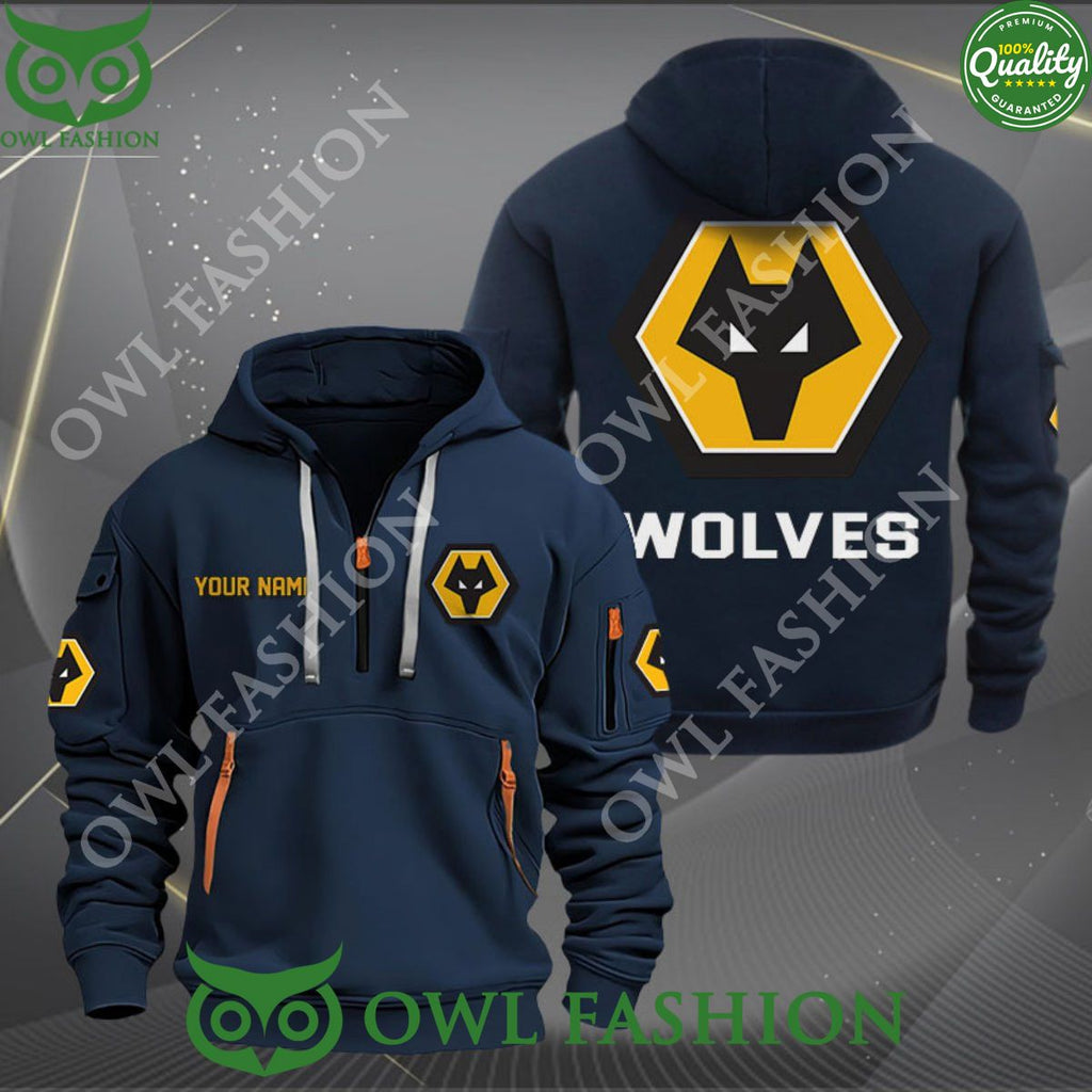 Wolverhampton Wanderers Football Champion Custom Name Quarter Zip Hoodie