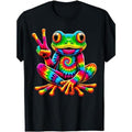 Tie-Dye Cool Frog Peace Sign Hippie T-Shirt Made In USA Hoodie, Sweatshirt | RetroVerseTees.com