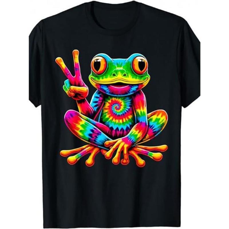 Tie-Dye Cool Frog Peace Sign Hippie T-Shirt Made In USA Hoodie, Sweatshirt | RetroVerseTees.com