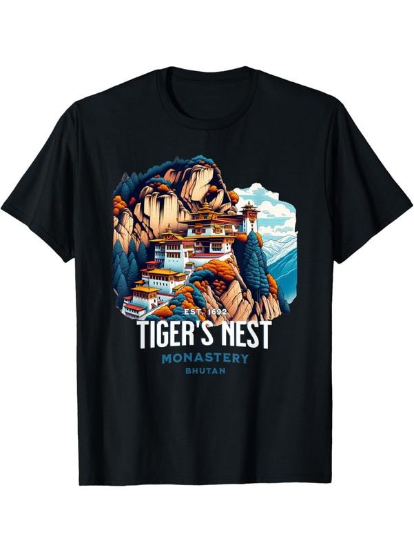 Tiger'WB shield Nest Monastery Bhutan Paro Himalayan Culture Hiking T-Shirt Graphic Graphic Tees Hoodie, Sweatshirt