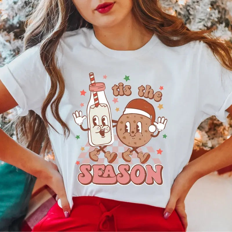 Tis The Season T-Shirt, Funny Christmas Shirt, Women Christmas Tee, Christmas Holiday Tee, Xmas Gift Shot Sleeve,...