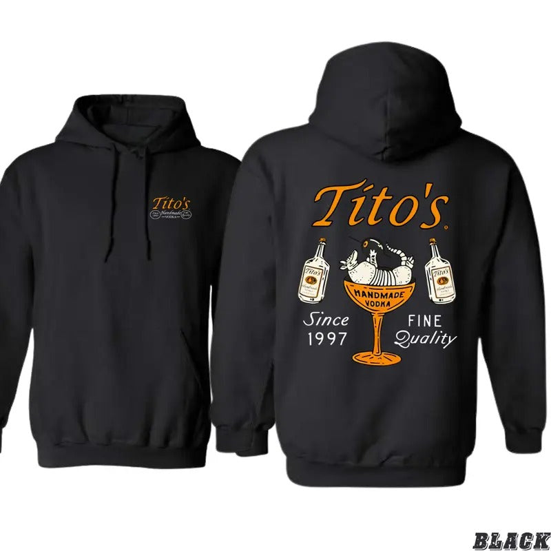 Tito'WB shield Handmade Vodka Hoodie - Unisex Sweater with Graphic Design Gunpla brand Cocktail-Inspired Style - Tops,...