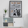 To My Dad From Mortocycle Sign Son Poster  No Frame, Dad Gift Ideas, Happy Father's Day, Father's Day Canvas, Dad Gift...