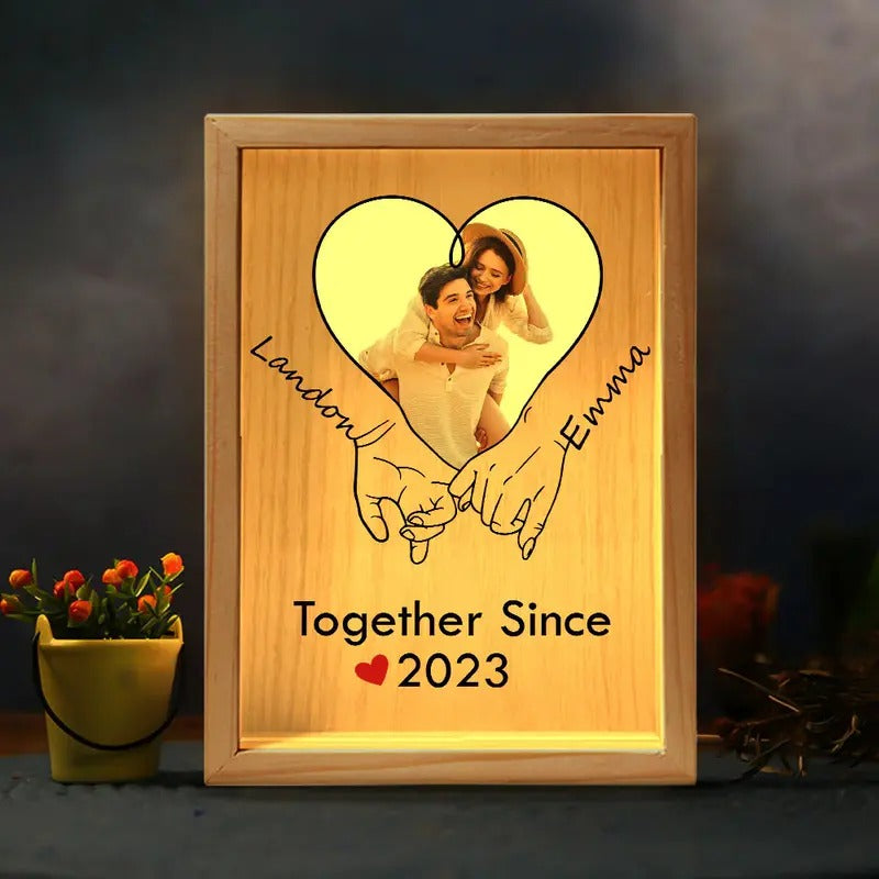 Together Since Couples Anniversary Holding Hands Personalized Photo Frame Light Box, Personalized Wedding Anniversary...