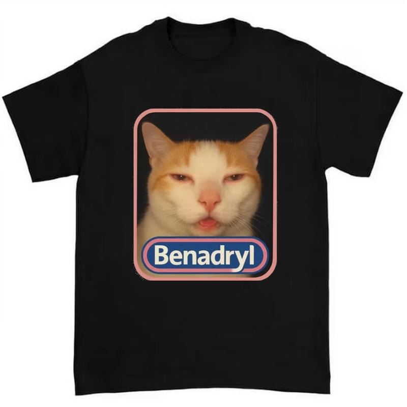 Tokyocanvas Pink Benadryl Meme Cat Washed T Shirt Stylish and Creative Design for Meme Lovers Hoodie, Sweatshirt