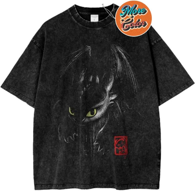 Toothless How to Train Your Dragon Animated Vintage Shirt, Cotton Unisex T-Shirt, Crew Neck, Size S- 3XL, Menswear Top,...
