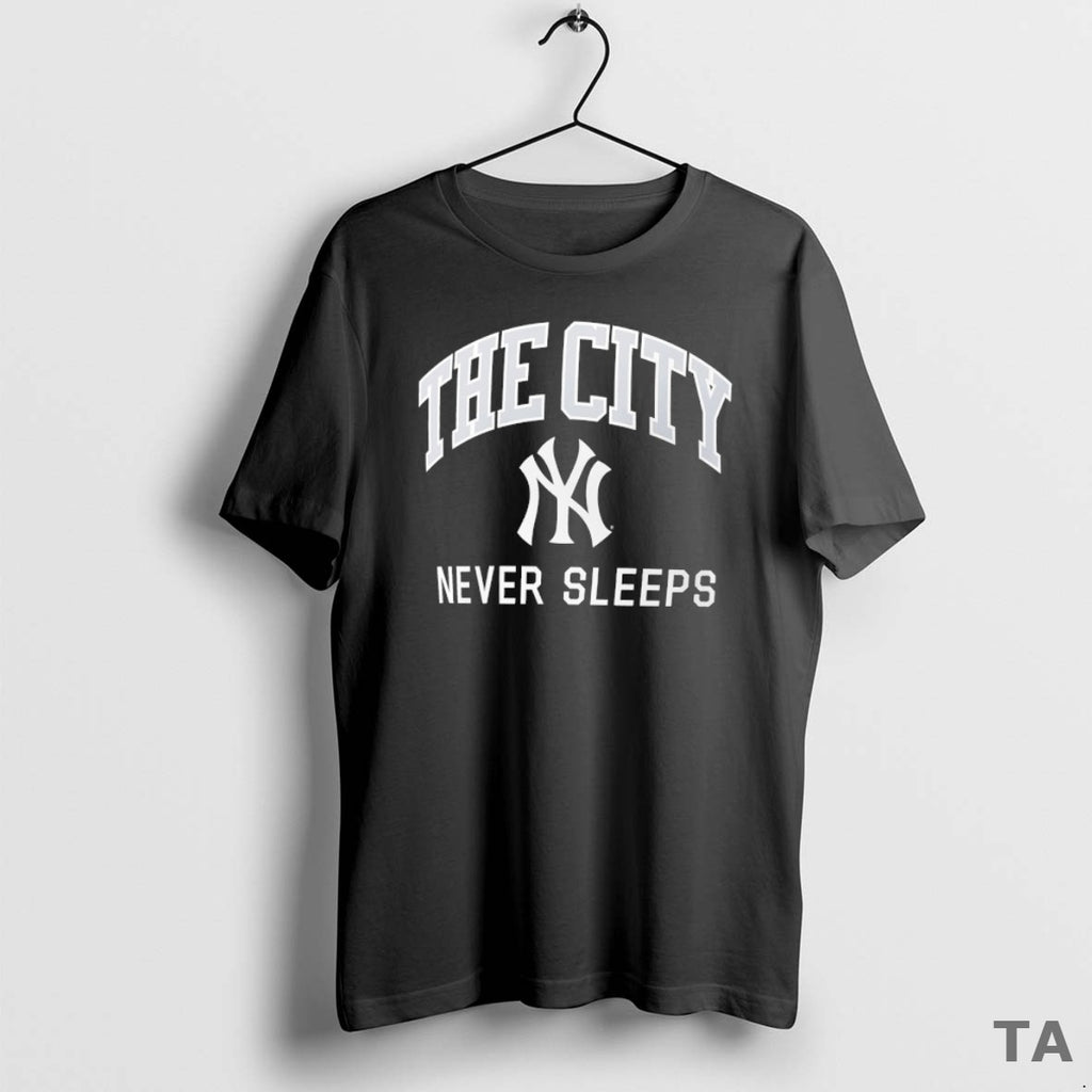 Top New York Yankees Never Sleeps Logo T Shirt Sweater