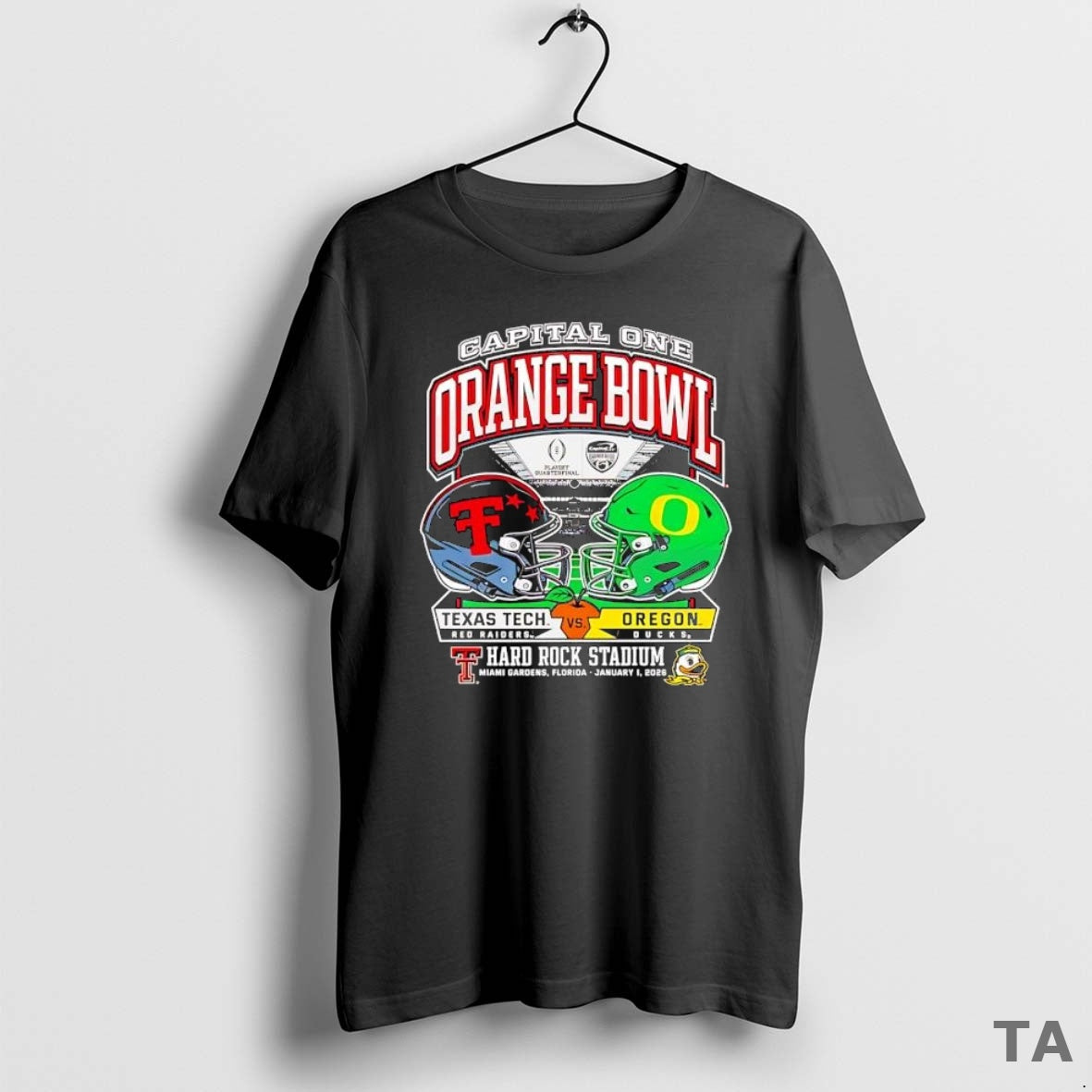 Top Texas Tech Vs Oregon 2025 Capital One Orange Bowl Helmet T Shirt Sweater Hoodie, Sweatshirt | RetroVerseTees.com