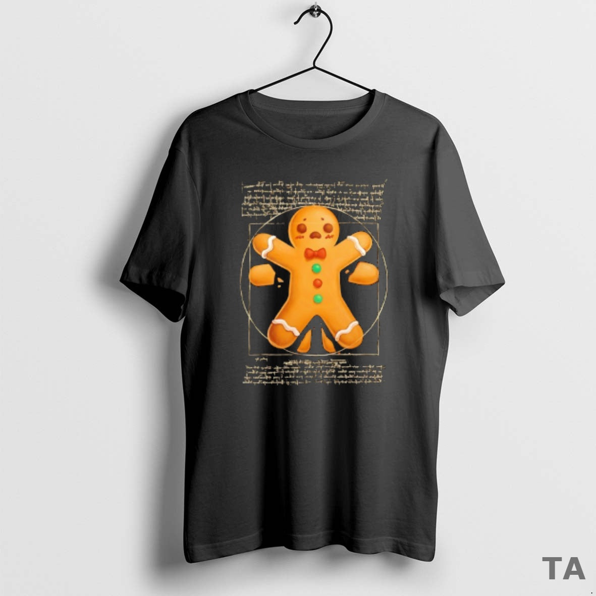 Top Vitruvian Gingerbread Man In Circle T Shirt Sweater Hoodie, Sweatshirt | RetroVerseTees.com