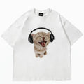 Top Women'WB shield Cute Cat Printed Short Sleeve T-shirt Women'WB shield Harajuku Fashion Couple Loose Street Style Y2K...