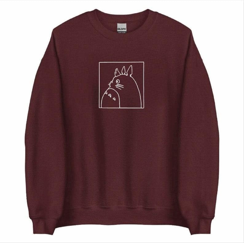 Totoro Outline Sweatshirt, Ghibli Studio Sweatshirt, Anime Sweatshirt, Anime Merch T-Shirts, Hoodie | RetroVerseTees.com