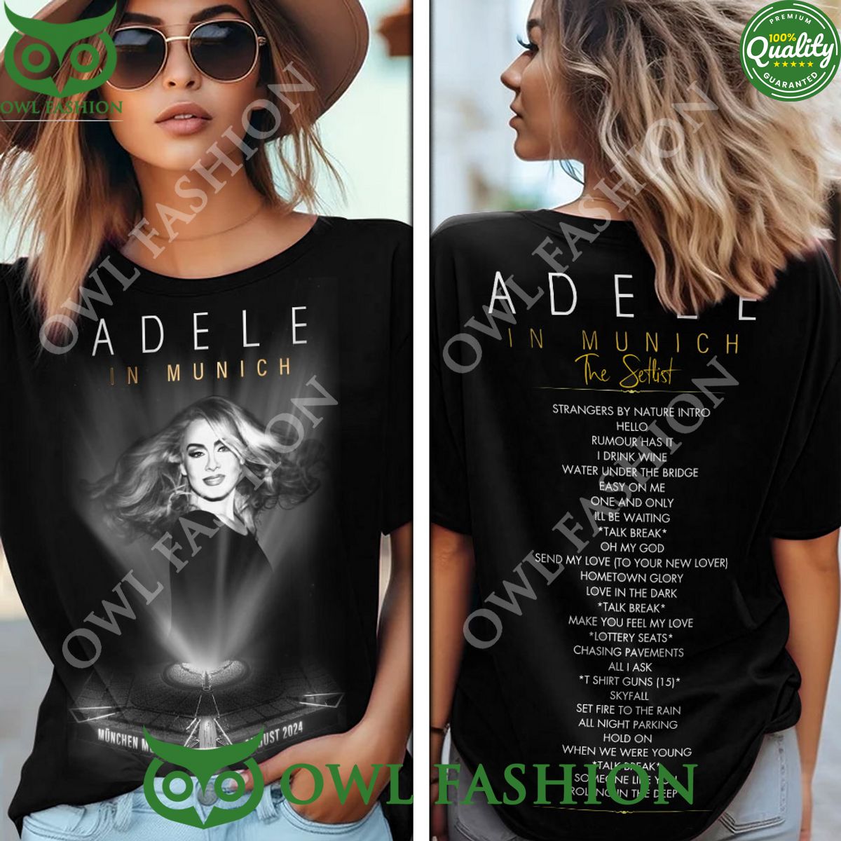 Adele Setlist World Tour in Munich Black 3D t Shirt