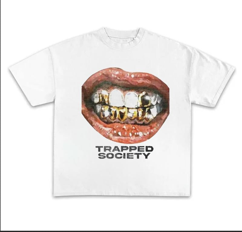 Trapped Society Graphic  Cotton Tee Shirt Opiium Y2k Fashion Streetwear Style Rap Tee Hoodie, Sweatshirt | RetroVerseTees.com