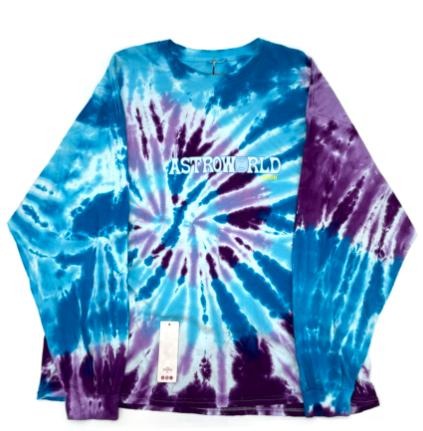 Travis Scott Astroworld Long Sleeve Tie Dye Tee (93665-446) Men's Size S-XXL Hoodie, Sweatshirt | RetroVerseTees.com
