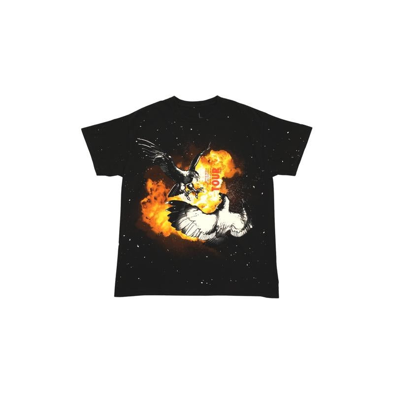 Travis Scott Birds Eye View Flame Tour Tee (93665-220) Men's Size S-2XL Hoodie, Sweatshirt | RetroVerseTees.com