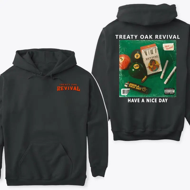 Treaty Oak Revival Hoodie - Unique album cover design with pool balls and, Ideal for music fans and street fashion...